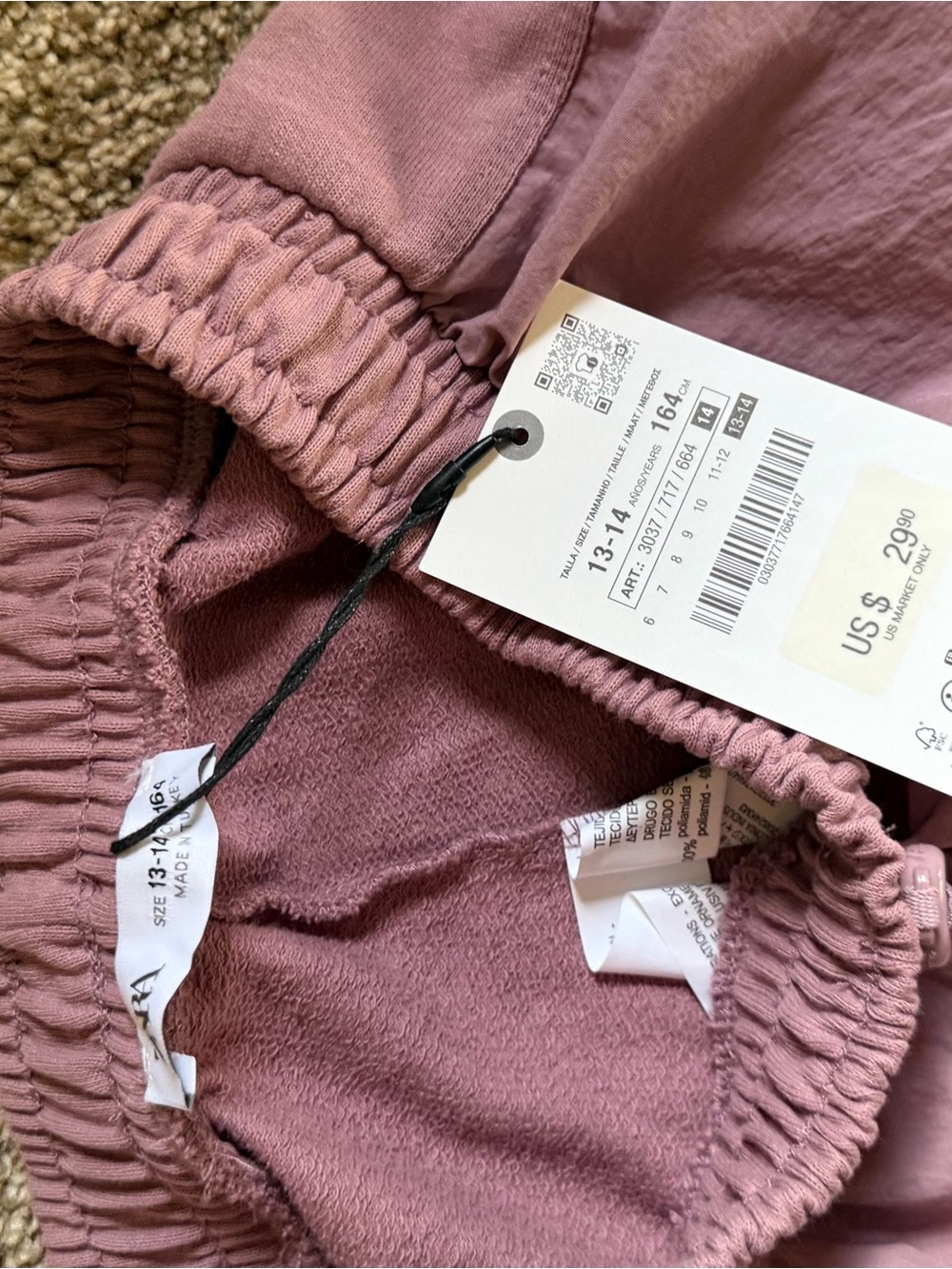 Zara Lilac Utility Cargo Pants kids size 13/14 NWT - Picture 3 of 3